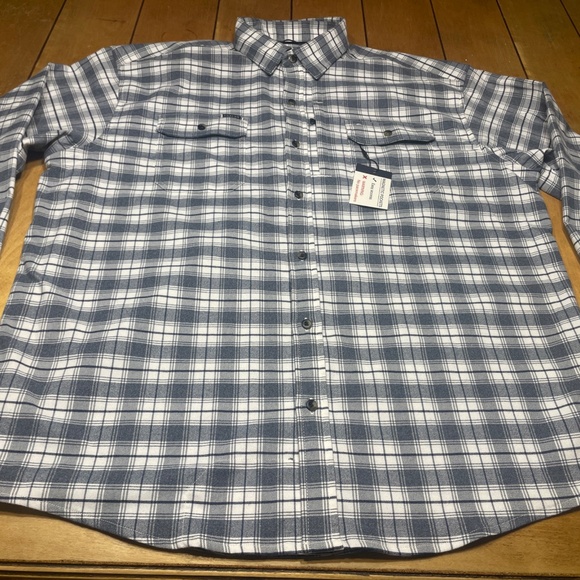 Poncho Flannel Shirt “ The Pagosa” Regular Fit XL Magnetic Front Pockets NWT - Picture 1 of 16